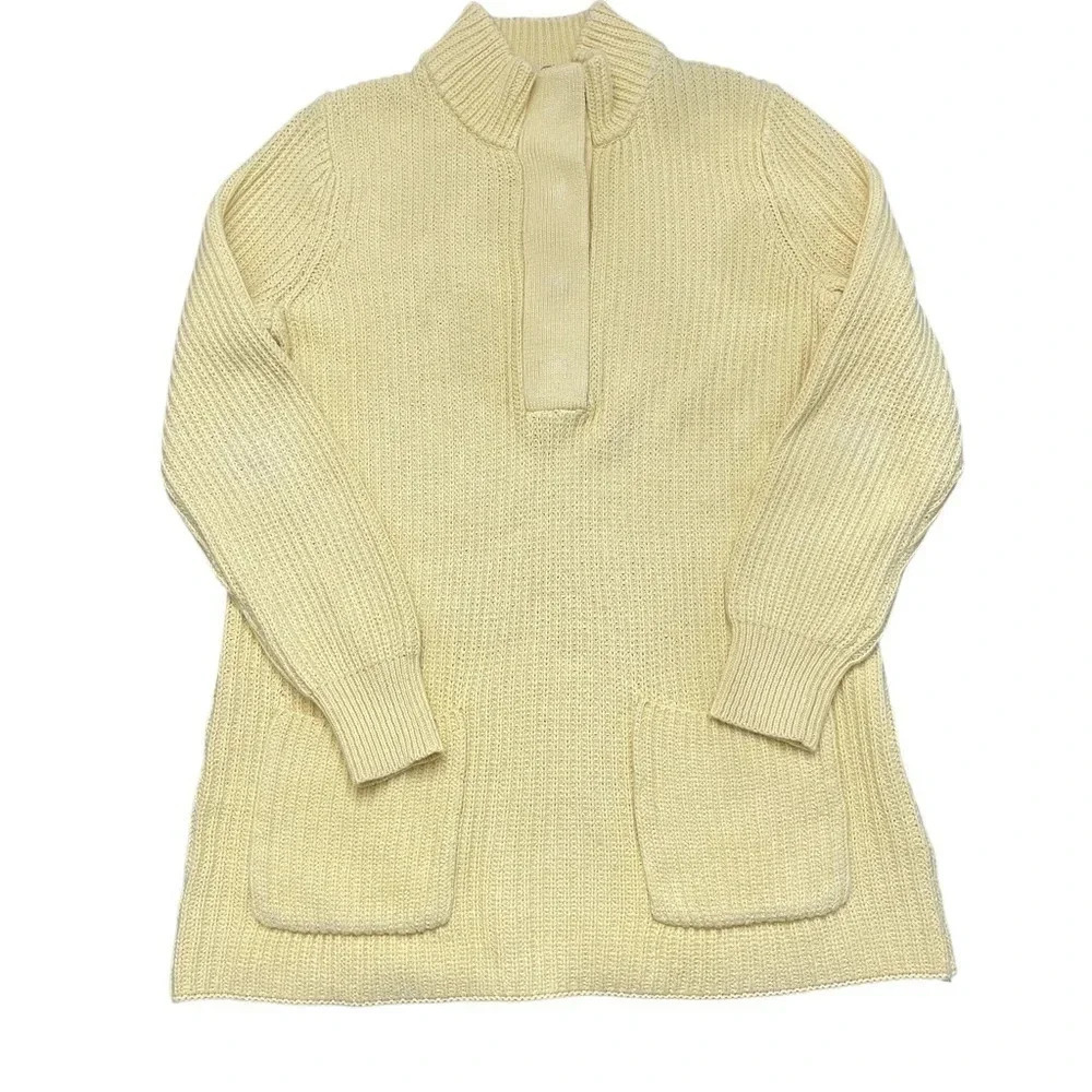 Butter yellow Soft Surroundings Highland knit sweater tunic with pockets. Medium